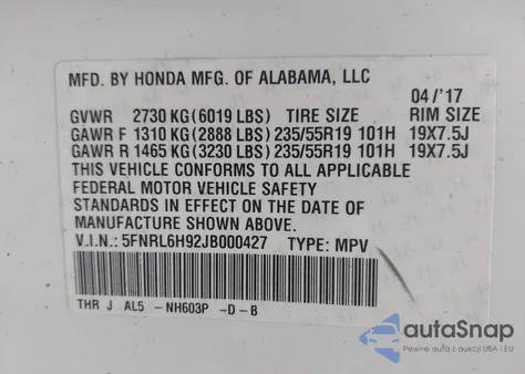 2018 Honda Odyssey Elite from USA, damaged, VIN 5FNRL6H92JB000427